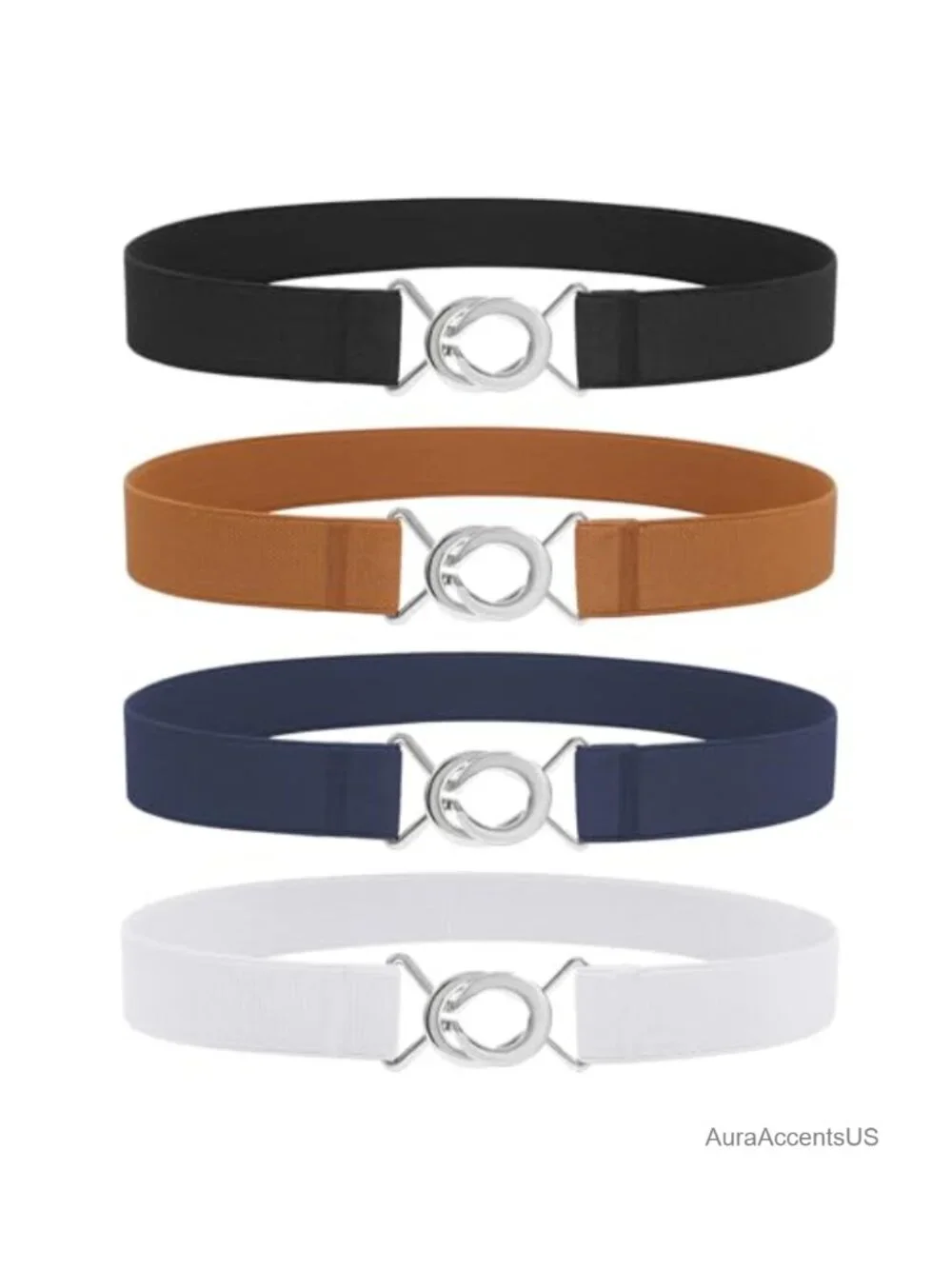 Stretchy Thin Elastic Belt for Women, Flat Buckle Skinny Waist Cinch, Vintage